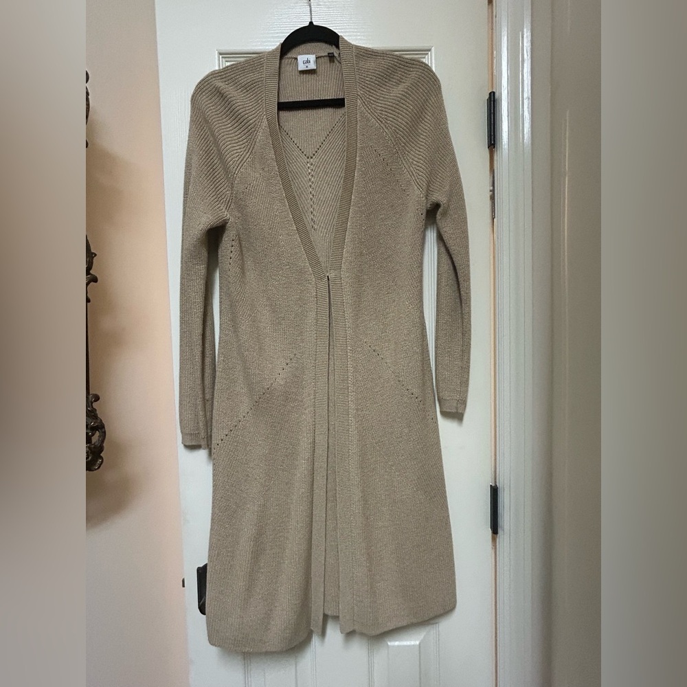 CAbi Beige Open Front Cardigan